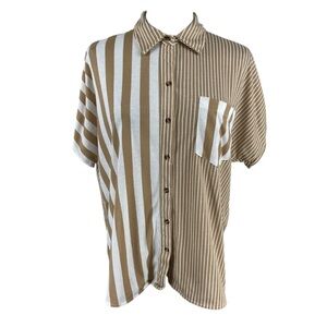 Eden & Olivia Brown and White Striped Casual Shirt
